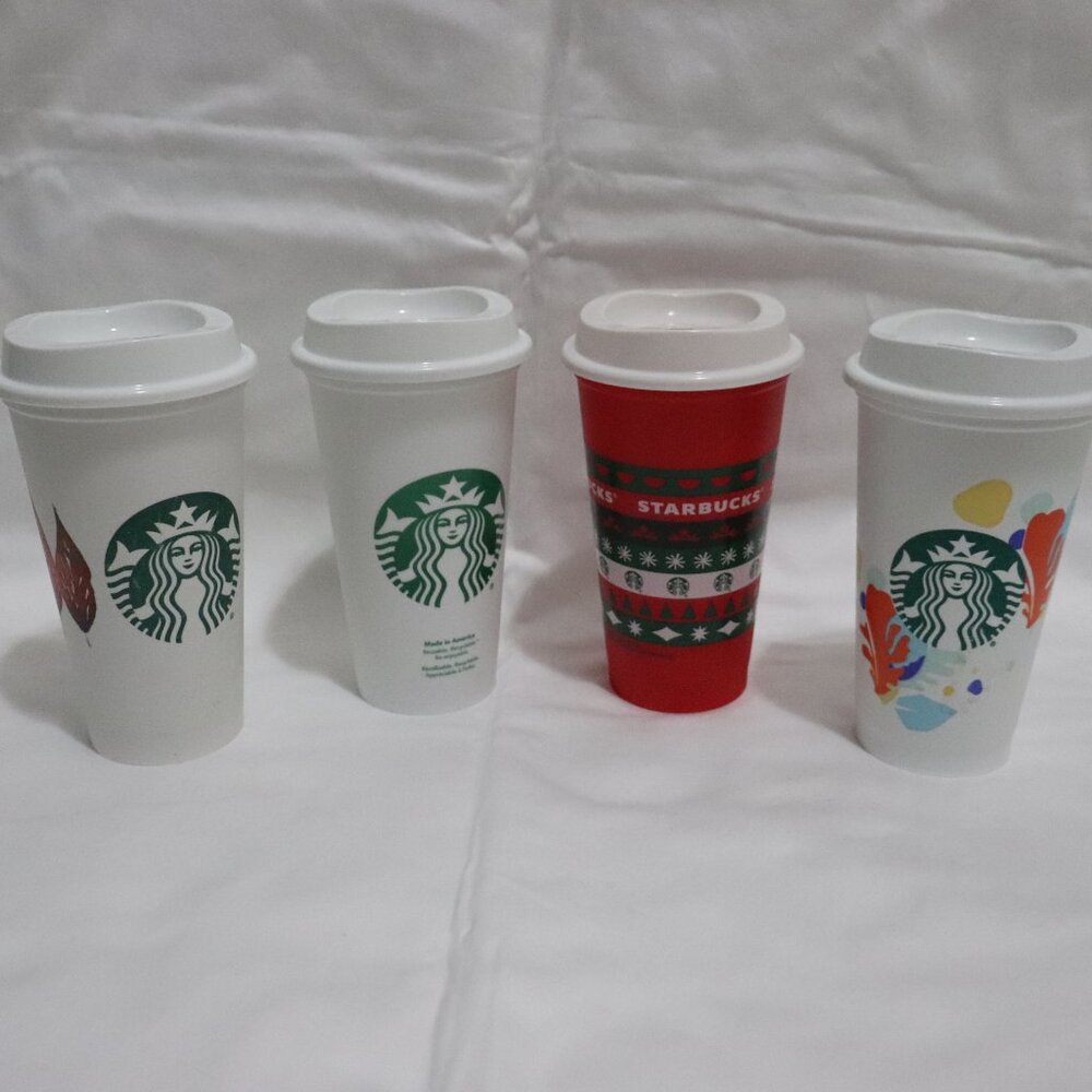Set of 4 Starbucks Reusable Travel Tumbler‎ Mugs | 16 oz